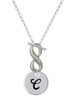 Silver Plated Large Script Letter Disc - C - Custom Engraved Infinity Toggle Necklace: Personalized Jewelry Gift - Names, Initials, Dates, Bible Verses