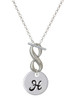 Silver Plated Large Script Letter Disc - H - Custom Engraved Infinity Toggle Necklace: Personalized Jewelry Gift - Names, Initials, Dates, Bible Verses