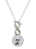 Silver Plated Large Script Letter Disc - I - Custom Engraved Infinity Toggle Necklace: Personalized Jewelry Gift - Names, Initials, Dates, Bible Verses