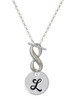 Silver Plated Large Script Letter Disc - L - Custom Engraved Infinity Toggle Necklace: Personalized Jewelry Gift - Names, Initials, Dates, Bible Verses
