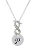 Silver Plated Large Script Letter Disc - P - Custom Engraved Infinity Toggle Necklace: Personalized Jewelry Gift - Names, Initials, Dates, Bible Verses
