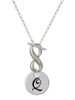 Silver Plated Large Script Letter Disc - Q - Custom Engraved Infinity Toggle Necklace: Personalized Jewelry Gift - Names, Initials, Dates, Bible Verses