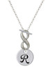 Silver Plated Large Script Letter Disc - R - Custom Engraved Infinity Toggle Necklace: Personalized Jewelry Gift - Names, Initials, Dates, Bible Verses