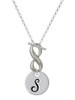 Silver Plated Large Script Letter Disc - S - Custom Engraved Infinity Toggle Necklace: Personalized Jewelry Gift - Names, Initials, Dates, Bible Verses
