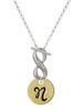 Gold-tone Large Disc Letter - N - Custom Engraved Infinity Toggle Necklace: Personalized Jewelry Gift - Names, Initials, Dates, Bible Verses