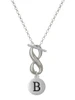 Silver Plated Capital Letter - B - Pebble Disc - Custom Engraved Infinity Toggle Necklace: Personalized Jewelry Gift - Names, Initials, Dates, Bible Verses
