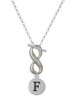 Silver Plated Capital Letter - F - Pebble Disc - Custom Engraved Infinity Toggle Necklace: Personalized Jewelry Gift - Names, Initials, Dates, Bible Verses