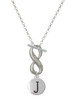 Silver Plated Capital Letter - J - Pebble Disc - Custom Engraved Infinity Toggle Necklace: Personalized Jewelry Gift - Names, Initials, Dates, Bible Verses