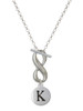 Silver Plated Capital Letter - K - Pebble Disc - Custom Engraved Infinity Toggle Necklace: Personalized Jewelry Gift - Names, Initials, Dates, Bible Verses