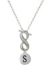 Silver Plated Capital Letter - S - Pebble Disc - Custom Engraved Infinity Toggle Necklace: Personalized Jewelry Gift - Names, Initials, Dates, Bible Verses