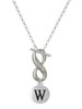 Silver Plated Capital Letter - W - Pebble Disc - Custom Engraved Infinity Toggle Necklace: Personalized Jewelry Gift - Names, Initials, Dates, Bible Verses