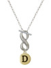Gold-tone Capital Letter - D - Pebble Disc - Custom Engraved Infinity Toggle Necklace: Personalized Jewelry Gift - Names, Initials, Dates, Bible Verses