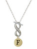Gold-tone Capital Letter - F - Pebble Disc - Custom Engraved Infinity Toggle Necklace: Personalized Jewelry Gift - Names, Initials, Dates, Bible Verses