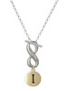 Gold-tone Capital Letter - I - Pebble Disc - Custom Engraved Infinity Toggle Necklace: Personalized Jewelry Gift - Names, Initials, Dates, Bible Verses