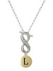 Gold-tone Capital Letter - L - Pebble Disc - Custom Engraved Infinity Toggle Necklace: Personalized Jewelry Gift - Names, Initials, Dates, Bible Verses