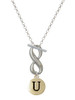 Gold-tone Capital Letter - U - Pebble Disc - Custom Engraved Infinity Toggle Necklace: Personalized Jewelry Gift - Names, Initials, Dates, Bible Verses