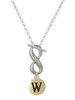 Gold-tone Capital Letter - W - Pebble Disc - Custom Engraved Infinity Toggle Necklace: Personalized Jewelry Gift - Names, Initials, Dates, Bible Verses