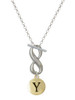 Gold-tone Capital Letter - Y - Pebble Disc - Custom Engraved Infinity Toggle Necklace: Personalized Jewelry Gift - Names, Initials, Dates, Bible Verses