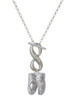 Silver Plated Large Ballet Slippers - Custom Engraved Infinity Toggle Necklace: Personalized Jewelry Gift - Names, Initials, Dates, Bible Verses