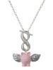 Pink Flying Pig with Wings - Custom Engraved Infinity Toggle Necklace: Personalized Jewelry Gift - Names, Initials, Dates, Bible Verses