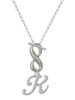 Silver Plated Small Gelato Script Initial - K - Custom Engraved Infinity Toggle Necklace: Personalized Jewelry Gift - Names, Initials, Dates, Bible Verses