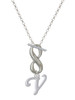 Silver Plated Small Gelato Script Initial - V - Custom Engraved Infinity Toggle Necklace: Personalized Jewelry Gift - Names, Initials, Dates, Bible Verses
