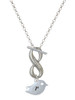 Silver Plated Little Bird Initial - R - Custom Engraved Infinity Toggle Necklace: Personalized Jewelry Gift - Names, Initials, Dates, Bible Verses