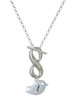 Silver Plated Little Bird Initial - T - Custom Engraved Infinity Toggle Necklace: Personalized Jewelry Gift - Names, Initials, Dates, Bible Verses