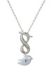 Silver Plated Little Bird Initial - V - Custom Engraved Infinity Toggle Necklace: Personalized Jewelry Gift - Names, Initials, Dates, Bible Verses