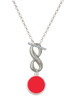 Silver Plated Small Red Enamel Disc - Custom Engraved Infinity Toggle Necklace: Personalized Jewelry Gift - Names, Initials, Dates, Bible Verses