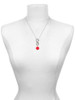 Silver Plated Small Red Enamel Disc - Custom Engraved Infinity Toggle Necklace