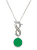 Silver Plated Small Green Enamel Disc - Custom Engraved Infinity Toggle Necklace: Personalized Jewelry Gift - Names, Initials, Dates, Bible Verses