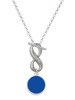 Silver Plated Small Navy Blue Enamel Disc - Custom Engraved Infinity Toggle Necklace: Personalized Jewelry Gift - Names, Initials, Dates, Bible Verses