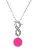 Silver Plated Small Hot Pink Enamel Disc - Custom Engraved Infinity Toggle Necklace: Personalized Jewelry Gift - Names, Initials, Dates, Bible Verses