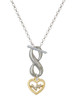 Gold-tone Heart - Crystal Heartbeat - Custom Engraved Infinity Toggle Necklace: Personalized Jewelry Gift - Names, Initials, Dates, Bible Verses