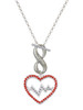 Silver Plated Large Red Crystal Heart with Clear Heartbeat - Custom Engraved Infinity Toggle Necklace: Personalized Jewelry Gift - Names, Initials, Dates, Bible Verses