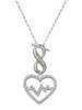 Silver Plated Large Clear Crystal Heart with AB Crystal Heartbeat - Custom Engraved Infinity Toggle Necklace: Personalized Jewelry Gift - Names, Initials, Dates, Bible Verses