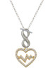 Gold-tone Large Crystal Heart - Heartbeat - Custom Engraved Infinity Toggle Necklace: Personalized Jewelry Gift - Names, Initials, Dates, Bible Verses