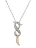 Gold-tone Small Crystal Tooth - Custom Engraved Infinity Toggle Necklace: Personalized Jewelry Gift - Names, Initials, Dates, Bible Verses