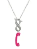 Hot Pink Telephone - Custom Engraved Infinity Toggle Necklace: Personalized Jewelry Gift - Names, Initials, Dates, Bible Verses