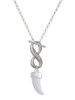 Silver Plated Enamel White Tooth - Custom Engraved Infinity Toggle Necklace: Personalized Jewelry Gift - Names, Initials, Dates, Bible Verses
