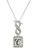 Silver Plated Pebble Border Initial - C - Custom Engraved Infinity Toggle Necklace: Personalized Jewelry Gift - Names, Initials, Dates, Bible Verses