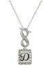 Silver Plated Pebble Border Initial - D - Custom Engraved Infinity Toggle Necklace: Personalized Jewelry Gift - Names, Initials, Dates, Bible Verses