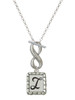 Silver Plated Pebble Border Initial - I - Custom Engraved Infinity Toggle Necklace: Personalized Jewelry Gift - Names, Initials, Dates, Bible Verses