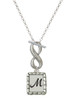 Silver Plated Pebble Border Initial - M - Custom Engraved Infinity Toggle Necklace: Personalized Jewelry Gift - Names, Initials, Dates, Bible Verses