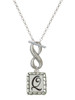 Silver Plated Pebble Border Initial - Q - Custom Engraved Infinity Toggle Necklace: Personalized Jewelry Gift - Names, Initials, Dates, Bible Verses