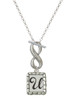Silver Plated Pebble Border Initial - U - Custom Engraved Infinity Toggle Necklace: Personalized Jewelry Gift - Names, Initials, Dates, Bible Verses