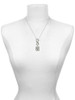 Silver Plated Pebble Border Initial - V - Custom Engraved Infinity Toggle Necklace