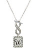 Silver Plated Pebble Border Initial - W - Custom Engraved Infinity Toggle Necklace: Personalized Jewelry Gift - Names, Initials, Dates, Bible Verses
