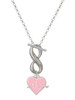 Silver Plated Heartbeat on Pink Heart - Custom Engraved Infinity Toggle Necklace: Personalized Jewelry Gift - Names, Initials, Dates, Bible Verses